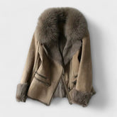 Sheepskin Coat with Fur Collar